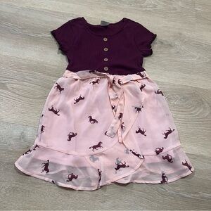 wonder nation girls dress size XS 4/5 purple pink horses flowy